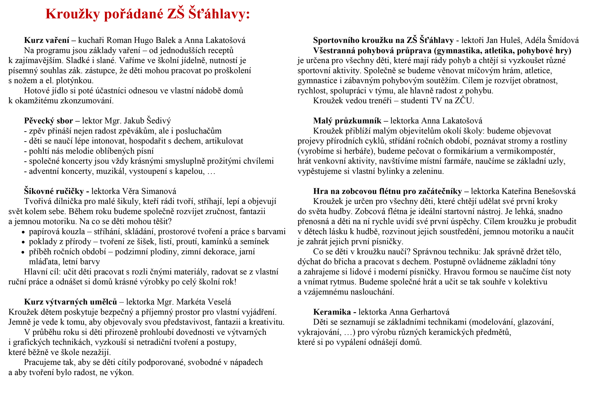 Zájmové kroužky